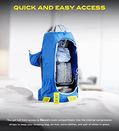 NOMAD Batura Premium 65L Backpack with Rain Cover Included - Lightweight Rucksack for Traveling, Hiking, Camping, Outdoor Sports (Olympian Blue)