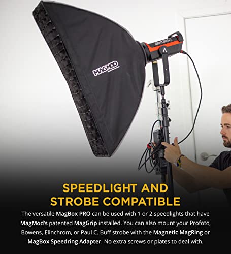 MagMod MagBox PRO 36" Strip Softbox with Integrated Gel Slot and Storage Pocket for Fabric Diffuser - Compatible with Speedlight Flashes and Strobes