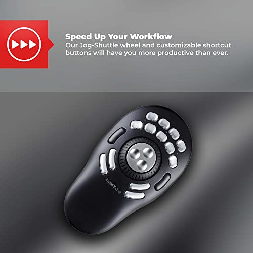 Contour Design ShuttlePRO V.2 Editing Shuttle with 15 Programmable Buttons - Ergonomic Video Editing Equipment Bundle with Blucoil 3' USB Extension Cable, USB-A Mini Hub, and Camera Cleaning Kit