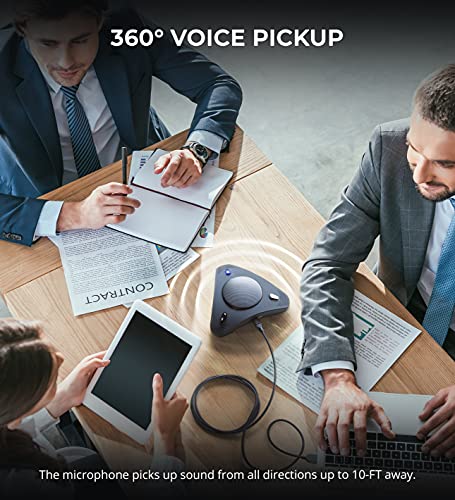 Blucoil USB Portable Conference Speaker & Omnidirectional Microphone with 360° Voice Pickup and Echo Cancellation Bundle with 1080p USB Webcam, USB-A Mini Hub, and 3-FT USB 2.0 Type-A Extension Cable