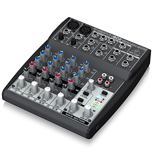 Behringer XENYX 802 Premium 8-Input 2-Bus Mixer with XENYX Mic Preamps, British EQs, and 48V Phantom Power