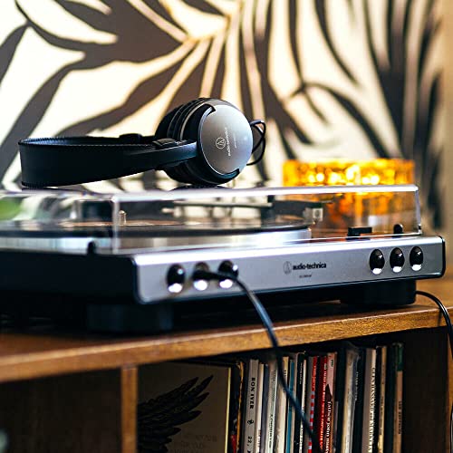 Audio Technica AT-LP60XHP Fully Automatic Belt-Drive Turntable and Headphone Bundle with Blucoil Vinyl Cleaning Kit, 2X LP Inner Sleeves, 12" Turntable Slipmat, and 6' 3.5mm Audio Extension Cable