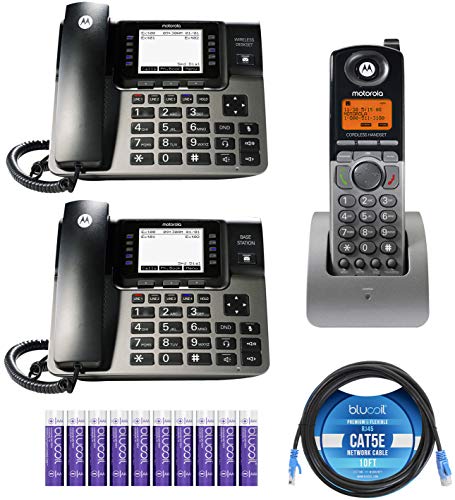 Motorola ML1002S (ML1000 x1,ML1100 x1) DECT 6.0 4-Line Phone System with Digital Receptionist and Answering System Bundle