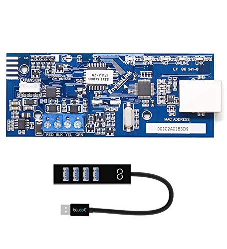 EyezOn Envisalink EVL-4EZR IP Security Interface Module for DSC and Honeywell (Ademco) Security Systems Bundle with Blucoil USB-A Mini Hub, Compatible with Alexa