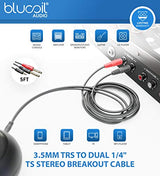 Zoom U-24 Handy Audio Interface for Windows, Mac, iOS Bundle with Blucoil 10' XLR Cable, 10' Straight Instrument Cable (1/4"), 4 AA Batteries, and 3.5mm TRS to Dual 1/4" TS Stereo Breakout Cable