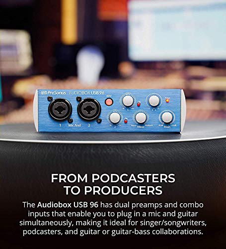 MXL BCD-1 Dynamic Podcast Microphone Bundle with AudioBox USB 96 2x2 USB Audio Interface for Windows and Mac, Blucoil Boom Arm Plus Pop Filter, and 10-FT Balanced XLR Cable