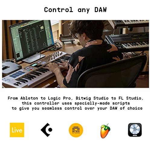 Arturia - KeyLab Essential 61 mk3 - MIDI Controller Keyboard for Music Production, with All-in-One Software Package - 61 Keys, 9 Encoders, 9 Faders, 1 Modulation Wheel, 1 Pitch Bend Wheel, 8 Pads