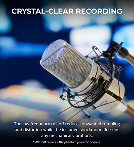 MXL 770 Cardioid Condenser Microphone Recording Vocals, Pianos, Guitars, and String Instruments Bundle