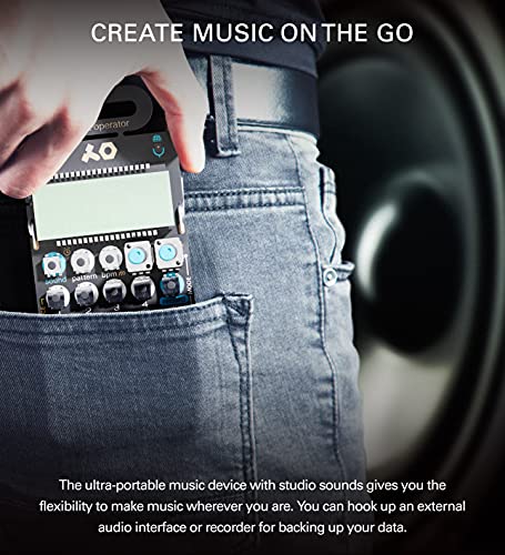 teen age engineering PO-35 Pocket Operator Speak Vocal Sampler/Sequencer Bundle with Samson SR350 Over-Ear Stereo Headphones, Blucoil 3-Pack of 7" Audio Aux Cables, and 4 AAA Batteries