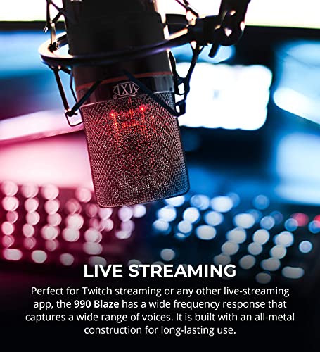 MXL 990 Blaze Cardioid Condenser Microphone Bundle with Blucoil 20' XLR Cable, Pop Filter, Adjustable Mic Stand, and 4-Pack of 12 Acoustic Wedges