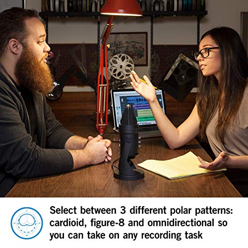 Samson G-Track Pro Professional USB Condenser Microphone, Silver Bundle with SR350 Over-Ear Headphones, Blucoil 3' USB Extension Cable, Pop Filter, 5X Cable Ties, and 6' 3.5mm Audio Extension Cable