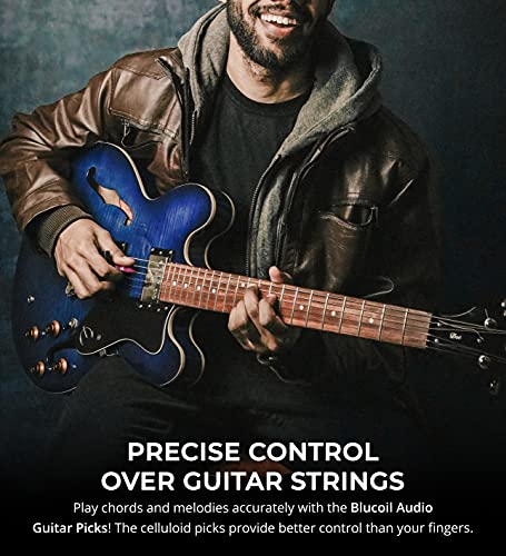 Peterson StroboClip HD Clip-On Tuners (2-Pack) for Guitar, Bass, Violin, Ukulele, Harp, Brass Bundle with Blucoil 2-Pack of 10' Straight Instrument Cables (1/4"), and 4-Pack of Celluloid Guitar Picks