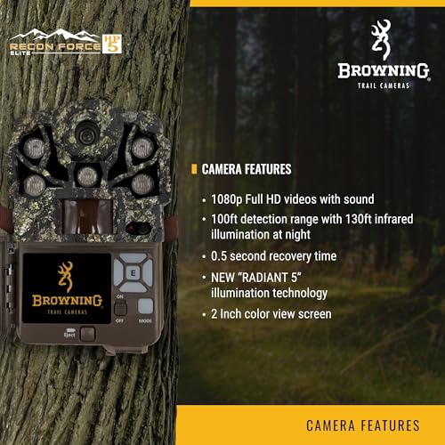 Browning Trail Cameras Recon Force Elite HP5 - BTC-7E-HP5 - Game Camera, Wildlife Motion-Activated Camera