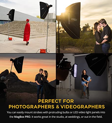 MagMod MagBox PRO 36" Strip Softbox with Integrated Gel Slot and Storage Pocket for Fabric Diffuser - Compatible with Speedlight Flashes and Strobes