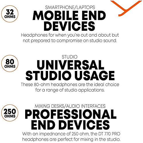 blucoil Beyerdynamic DT 770 PRO Closed Back Headphones for Smartphones, Laptops, Computers Bundle with Full-Sized HardBody Pro Headphone Case 6-FT Headphone Extension Cable (3.5mm)