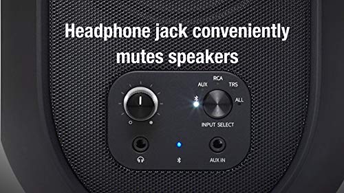 blucoil J BL 1 Series 104-BT Compact Desktop Reference Monitors with Bluetooth (Pair) Bundle 5-FT 3.5mm TRS to Dual 1/4" TS Male Audio Cable, 5-FT Audio Aux Cable and 5-Pack Reusable Cable Ties