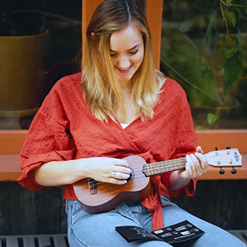 Kala Learn to Play Ukulele Soprano Starter Kit, Satin Mahogany - Includes Online Lessons, Tuner App, and Booklet (KALA-LTP-S) Bundle with Blucoil Ukulele Accessories Kit