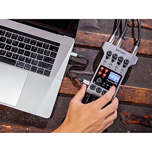 Zoom PodTrak P4 4-Input Ultimate Battery Powered Recorder for Podcasting on Windows, Mac, Android, and iOS Bundle with Blucoil USB Wall Adapter and Blucoil 32GB Silicon Power SDHC Memory Card