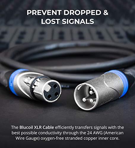 blucoil Audio 2-Pack of 20-FT Balanced XLR Cable with 24 AWG Copper Wire and PVC Jacket - 3-Pin Male to Female Microphone Cord for Audio Interfaces, Mixers, Preamps and Recorders