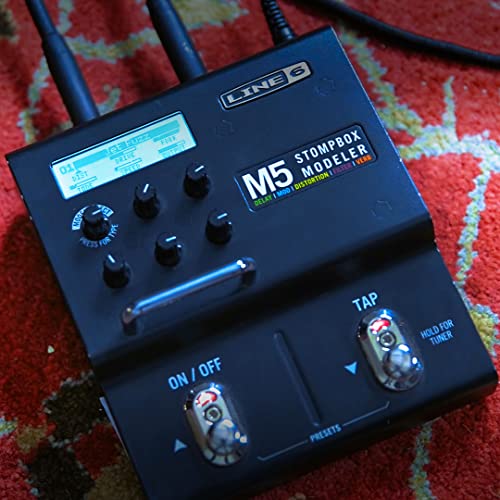 Line 6 M5 StompBox Modeler Bundle with EX-1 Expression Pedal, 2-Pack of Pedal Patch Cables, 10-FT Straight Instrument Cable (1/4in), 4-Pack of Celluloid Guitar Picks, and 5-FT MIDI Cable