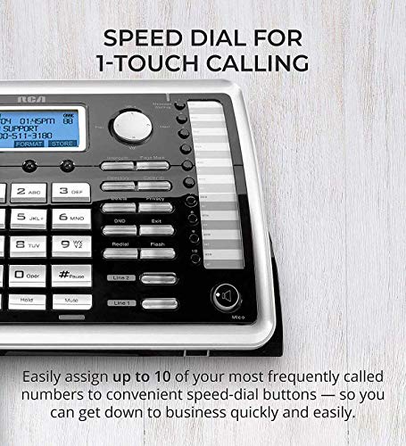 RCA 25255RE2 (25055RE1, 25254) 2-Line Phone System with Digital Answering System - Corded Speakerphone and Wireless Handset Bundle with 25055RE1 DECT 6.0 Cordless Handset, and Blucoil 6 AAA Batteries