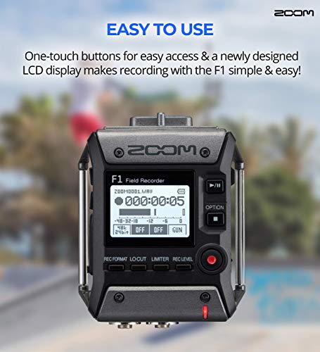 Zoom F1-SP Field Recorder Bundle with 32GB Class 10 SDHC MicroSD Card, SR350 Over Ear Stereo Headphones, Blucoil 6' 3.5mm Extension Cable, 5-FT Audio Aux Cable, 4 AAA Batteries, and 5x Cable Ties