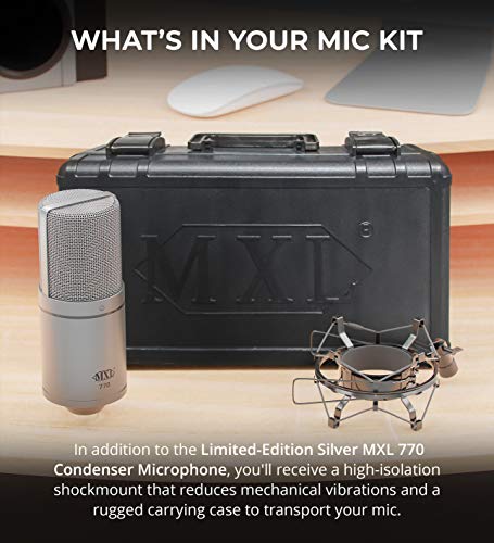 MXL 770 Cardioid Condenser Microphone Recording Vocals, Pianos, Guitars, and String Instruments Bundle