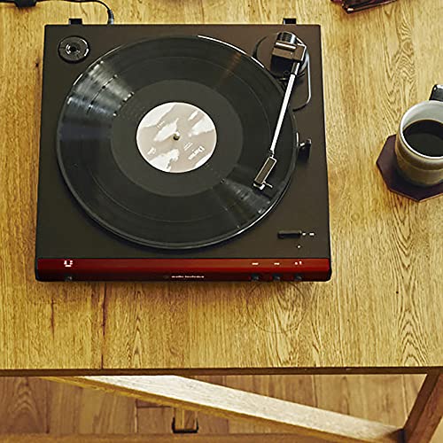 Audio Technica AT-LP60X-BW Fully Automatic Belt-Drive Stereo Turntable, Hi-Fi, 2 Speed Bundle with Blucoil Vinyl Cleaning Kit, 2-Pack of LP Inner Sleeves for Vinyl Records, and 12" Turntable Slipmat