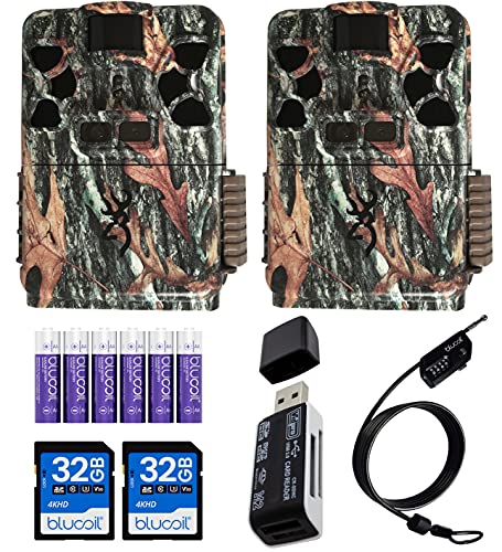 Browning BTC-Patriot-FHD Recon Force Patriot FHD Trail Cameras for Outdoor Surveillance (2-Pack) Bundle with Blucoil 32GB SDHC Cards (2-Pack), 6 AA Batteries, 6.5' Cable Lock, and VidPro Card Reader