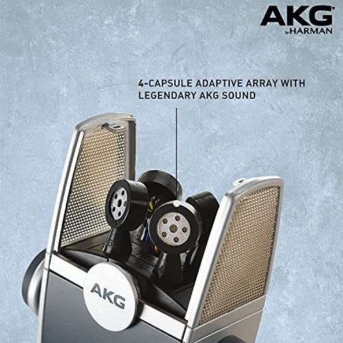 AKG Pro Audio Lyra Ultra-HD, Four Capsule, Multi-Capture Mode, USB-C Condenser Microphone for Recording and Streaming Bundle with Samson SR350 Headphones, and Blucoil Aluminum Headphone Hook