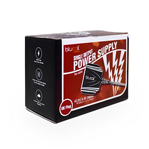 Blucoil 9.6V 200mA Power Supply with Slim UK Plug AC Adapter Center Negative and Over Voltage, Short Circuit Protection - Compatible with BOSS Metronomes/Drum Machines and EHX Effects Pedals