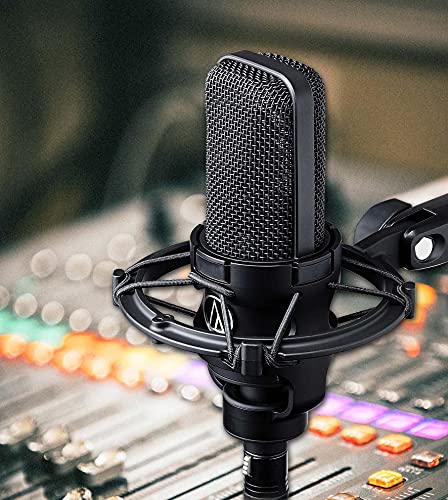 Audio-Technica AT4040 Cardioid Condenser Microphone with High Pass Filter & 10dB Attenuation Pad Bundle with Blucoil 20' XLR Cable, Pop Filter, Adjustable Mic Stand, and 4-Pack of 12 Acoustic Wedges
