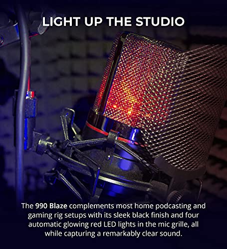 MXL 990 Blaze Cardioid Condenser Microphone Bundle with Blucoil 20' XLR Cable, Pop Filter, Adjustable Mic Stand, and 4-Pack of 12 Acoustic Wedges