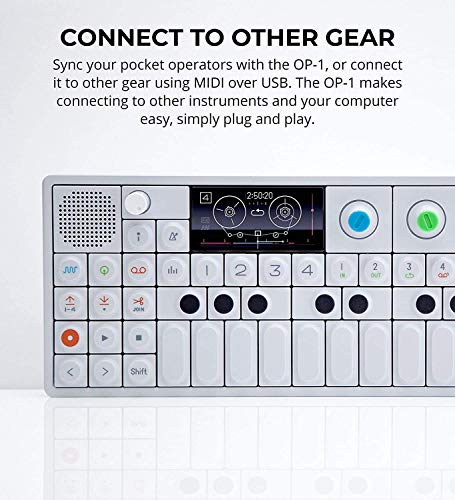 teenage engineering OP-1 Portable Synthesizer, Sampler, and Controller Bundle with Audio Technica ATH-M20x Monitor Headphones, Blucoil USB Wall Adapter, 3' USB Extension Cable, and 3x 7" Aux Cables