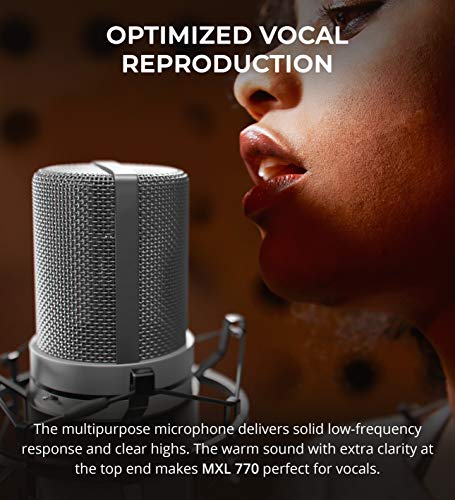 MXL 770 Cardioid Condenser Microphone Recording Vocals, Pianos, Guitars, and String Instruments Bundle