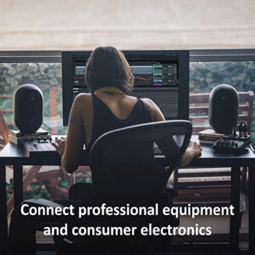 blucoil J BL 1 Series 104-BT Compact Desktop Reference Monitors with Bluetooth (Pair) Bundle 5-FT 3.5mm TRS to Dual 1/4" TS Male Audio Cable, 5-FT Audio Aux Cable and 5-Pack Reusable Cable Ties