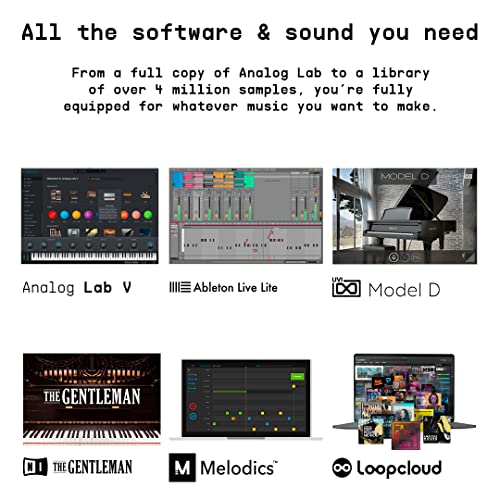 Arturia - KeyLab Essential 61 mk3 - MIDI Controller Keyboard for Music Production, with All-in-One Software Package - 61 Keys, 9 Encoders, 9 Faders, 1 Modulation Wheel, 1 Pitch Bend Wheel, 8 Pads