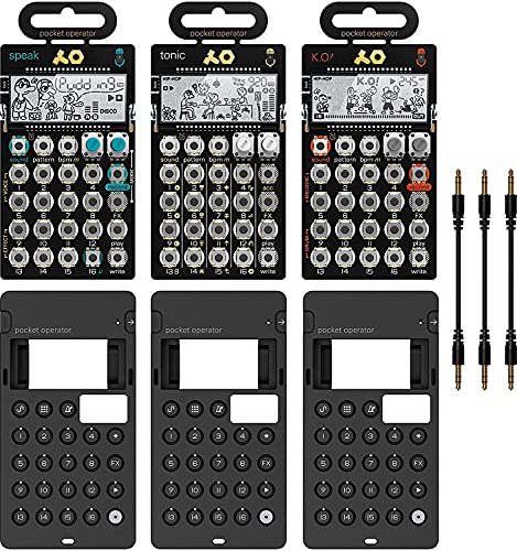 teenage engineering PO-30 Pocket Operator Metal Series Super Set Bundle with 3-Pack of CA-X Silicone Cases, and 3-Pack of 7" Audio Aux Cables (Renewed)