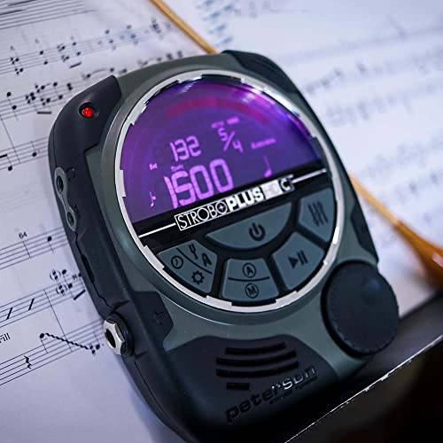 Peterson StroboPlus HDC Chromatic Handheld Strobe Tuner - Windows and Mac Compatible Bundle with Blucoil 10' Straight Instrument Cable (1/4"), 2x Patch Cables, 4x Guitar Picks and USB Wall Adapter