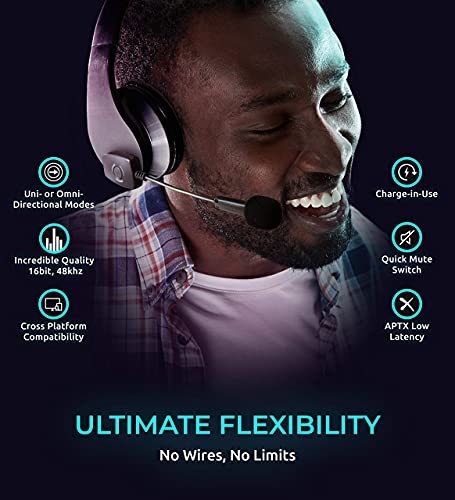 Antlion Audio ModMic Wireless Attachable Boom Microphone, Omnidirectional & Unidirectional Modes, USB Connectivity, Compatible with PC, Mac, Linux, PS4, USB A Devices