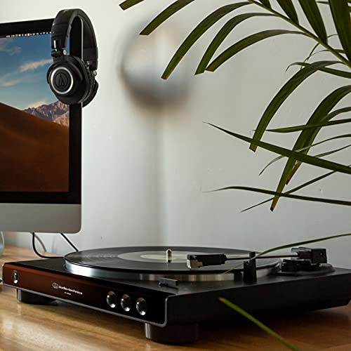Audio Technica AT-LP60X-BW Fully Automatic Belt-Drive Stereo Turntable, Hi-Fi, 2 Speed Bundle with Blucoil Vinyl Cleaning Kit, 2-Pack of LP Inner Sleeves for Vinyl Records, and 12" Turntable Slipmat