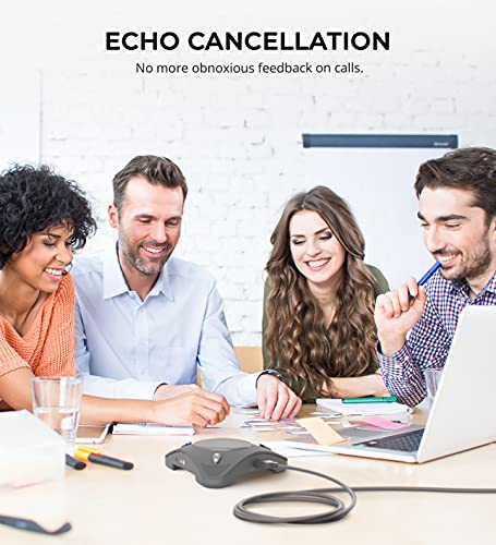 Blucoil USB Portable Conference Speaker & Omnidirectional Microphone with 360° Voice Pickup and Echo Cancellation Bundle with 1080p USB Webcam, USB-A Mini Hub, and 3-FT USB 2.0 Type-A Extension Cable