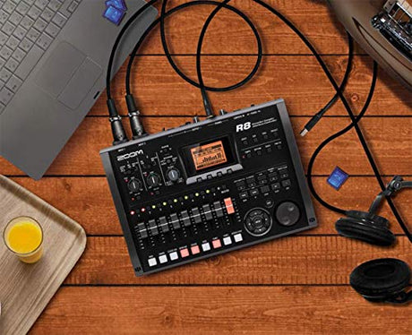 Zoom R8 Multitrack SD Recorder, Controller & Interface Bundle with Blucoil Boom Arm Plus Pop Filter, 10-FT Balanced XLR Cable, 4 AA Batteries, 16GB SDHC Memory Card, and Samson R21S Dynamic Microphone