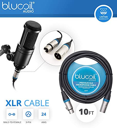 MXL 990/991 Large and Small Diaphragm Condenser Microphone Bundle with Blucoil 2-Pack of 10' XLR Cables, and Boom Arm Plus Pop Filter - for Vocals, Acoustic Guitars, and Drum Overheads