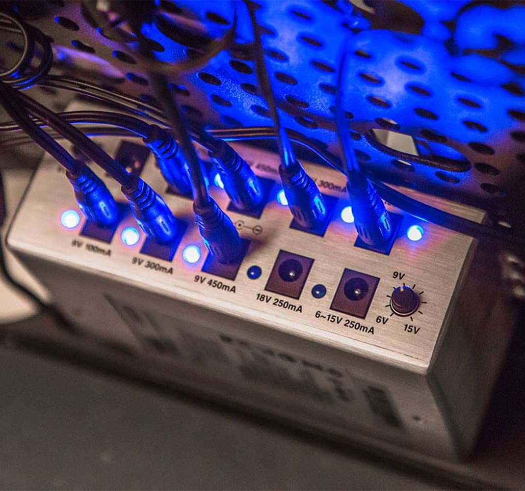 MXR M238 Iso-Brick Power Supply with Isolated Outputs for Effects Pedals Bundle with AC Adapter, Blucoil 10' Straight Instrument Cable (1/4"), 2X Patch Cables, 4X Guitar Picks, and 5X Cable Ties