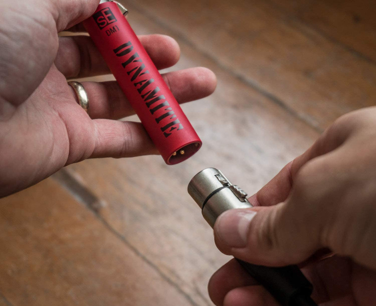 sE Electronics DM1 Dynamite Active in-Line Preamp for Dynamic and Passive Ribbon Microphones Bundle with Blucoil 2-Pack of 10-FT Balanced XLR Cables, and 5-Pack of Reusable Velcro Cable Ties