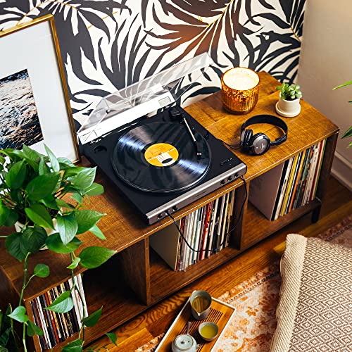 Audio Technica AT-LP60XHP Fully Automatic Belt-Drive Turntable and Headphone Bundle with Blucoil Vinyl Cleaning Kit, 2X LP Inner Sleeves, 12" Turntable Slipmat, and 6' 3.5mm Audio Extension Cable