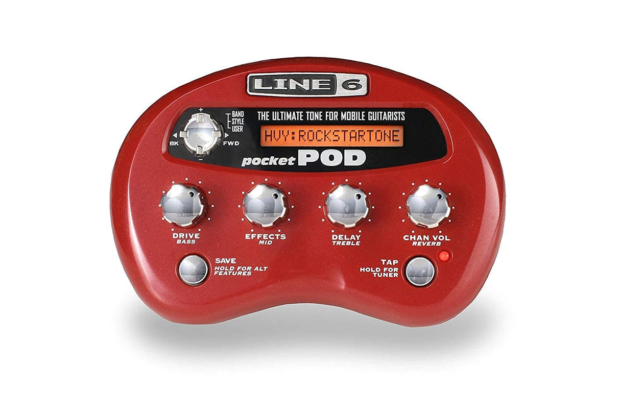 Line 6 Pocket POD Multi-Effects Processor with Belt Clip Bundle with Blucoil Slim 9V Power Supply AC Adapter, 10-FT Straight Instrument Cable (1/4in), and 4-Pack of Celluloid Guitar Picks