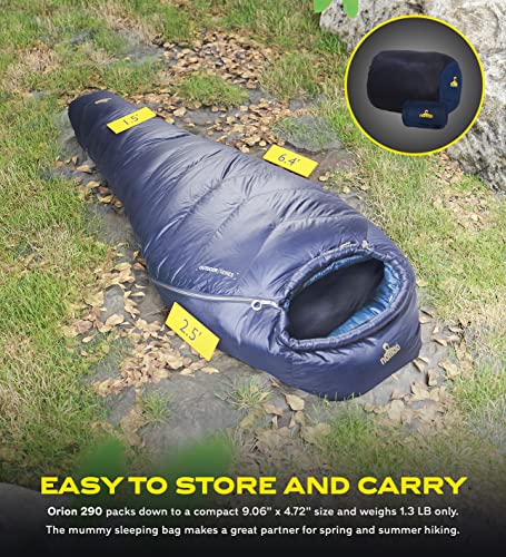 NOMAD Orion Mummy Sleeping Bag for 4 Seasons Warm to Winter Weather - Waterproof and Lightweight Sleep Sack with Compression Stuffsack