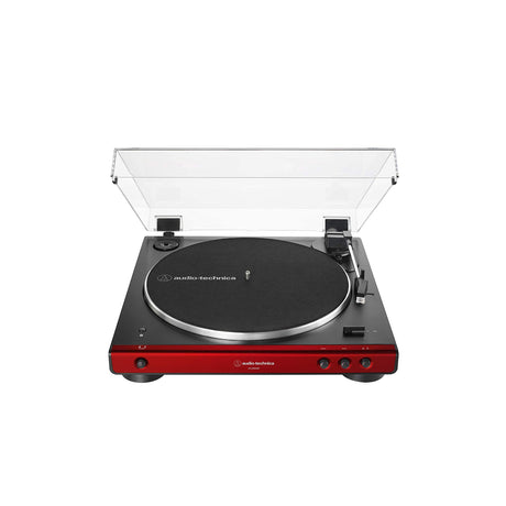 Audio Technica AT-LP60XBT-RD Fully Automatic Belt-Drive Stereo Turntable with Bluetooth (Red/Black) Bundle with Blucoil Vinyl Cleaning Kit, 12" Turntable Slipmat, and 2X LP Inner Sleeves